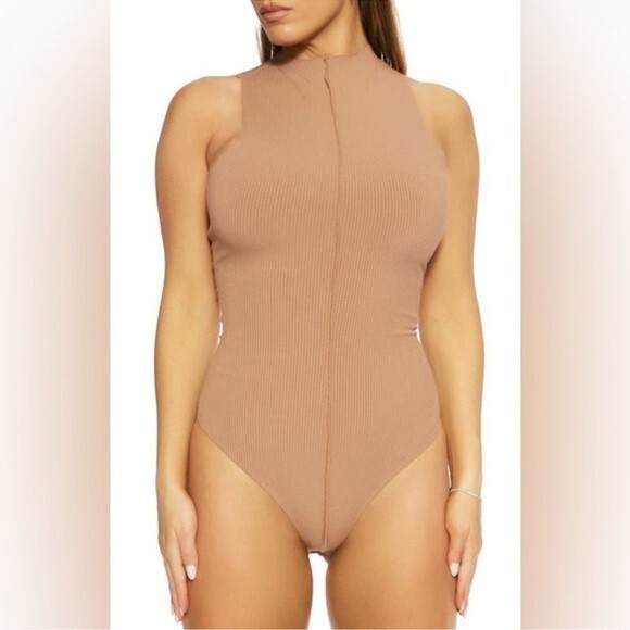 Naked Wardrobe NWOT Size Small Ribbed Racer Back Bodysuit - Picture 1 of 13